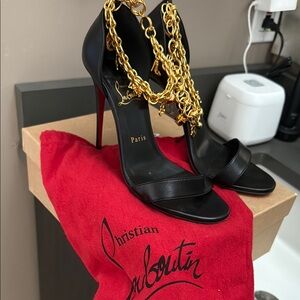 Christian Louboutin Black and Gold Stiletto Heels